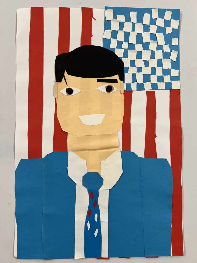 John F. Kennedy but as parts paper of paper